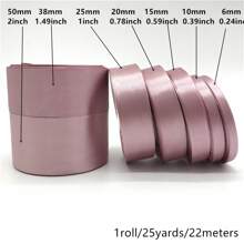 1pc 6/10/15/20/25/38/50mm 25yards Roll Silk Satin Ribbon Wedding Party Christmas Decoration DIY Invitation Card Gift Packing - Dusty Pink - View 2