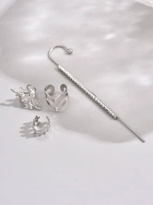 4 piezas/set largo barra zirconia oreja Clip , de mujeres fiesta & diariamente simple tener una cita Set joya