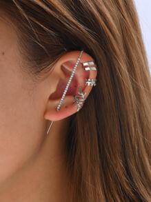 4 piezas/set largo barra zirconia oreja Clip , de mujeres fiesta & diariamente simple tener una cita Set joya