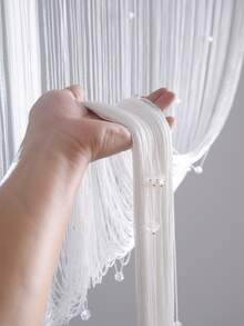 1pc Door Curtain Room Divider String Curtains - White - View 2