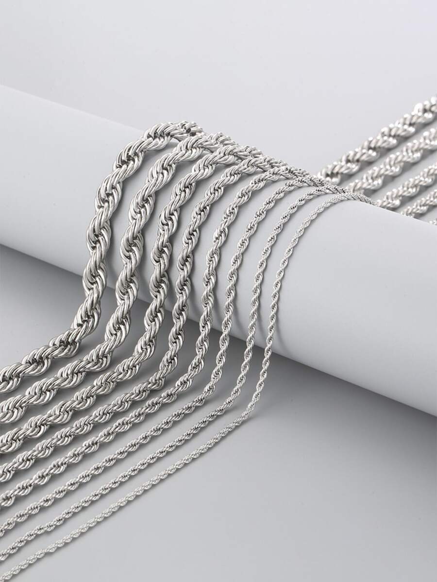 1pc Men's Stainless Steel Twisted Rope Chain Pendant Necklace