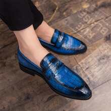 Men's Formal Shoes For Wedding, Banquet, Night Club, Fashion & Casual Pointed Pu Leather Shoes, Size 38-48 - Blue - View 1