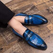 Men's Formal Shoes For Wedding, Banquet, Night Club, Fashion & Casual Pointed Pu Leather Shoes, Size 38-48 - Blue - View 2