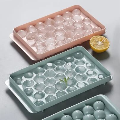 1 pieza Molde de bolas de hielo de 33 cavidades de color aleatorio, accesorio de bandeja de cubitos de hielo esféricos redondos de 33 cavidades para cócteles y whisky, utensilio de cocina DIY para el hogar