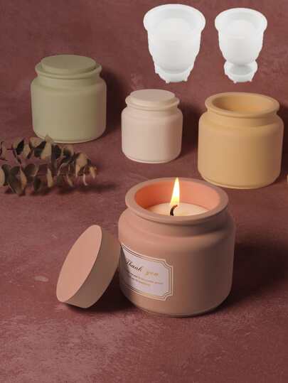 Nordic Style Handmade Cement Planter Silicone Mold, Concrete Candle Container Mold, Epoxy Resin Storage Container Mold, Round Aroma Plaster Container Mold