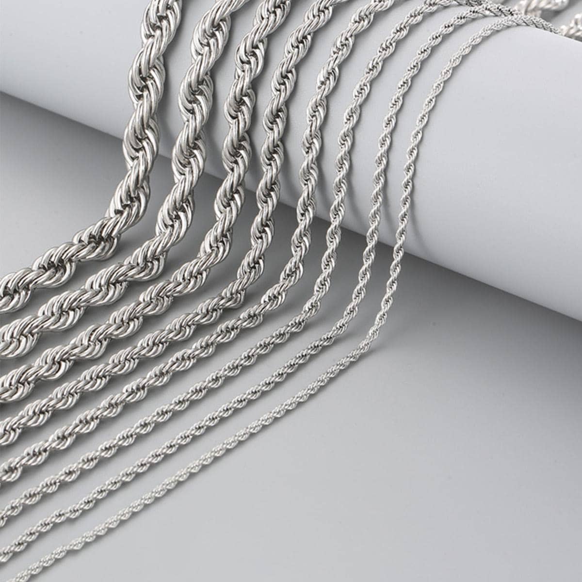 1pc Men's Stainless Steel Twisted Rope Chain Pendant Necklace