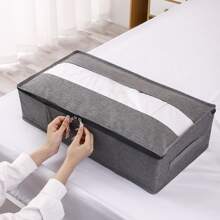 1pc Gray Solid Clothes Oxford Cloth Storage Bag, Removable, Washable, Odor-Free, Removable Baffle Simple Polyester Foldable Storage Bag For Household School Supplies Room Decor Bedroom Decor Dorm Essentials Underbed Organizer Box Organizer Storage Bins Under Bed Storage Bag Clothes Container Underbed Storage Containers Closet Organizers For Organizing Clothes Blankets Pillows Bag For School School Accessories School Stuff - Grey - View 7