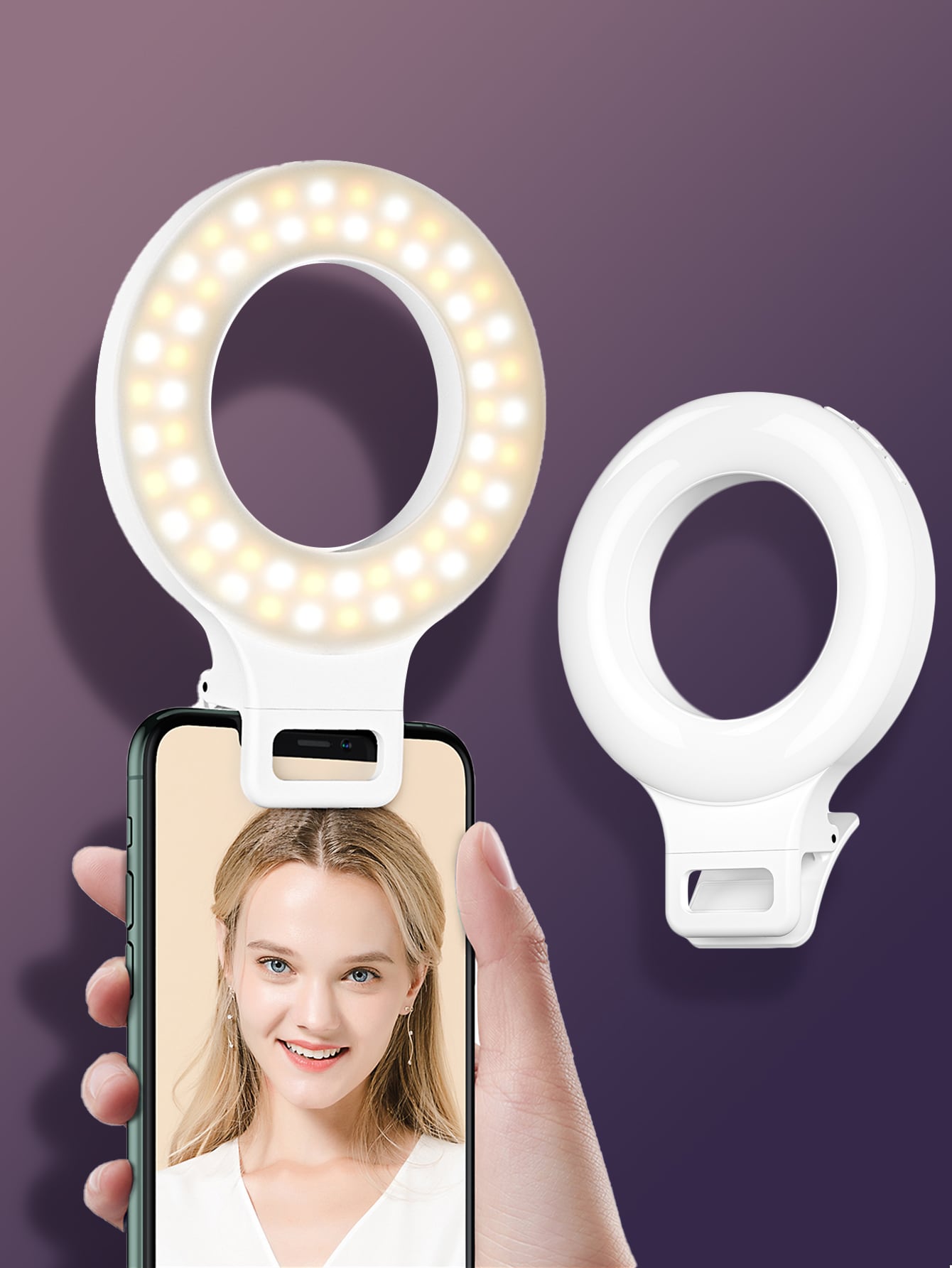 Selfie Ring Light For Phone, Laptop, Tablets Camera Photography Video, Rechargeable Clip On Ring Light Portable Selfie Fill Light LED light Compatible With Phone 14 13 12 11 Pro Xs Xs Max Xr X 8,Galaxy S22, S22 Ultra, S21 Ultra, S21, S20, S10, S9, S8, A72, A71, A52, A51, LG, Moto, All Phones Android Smart Phone Photography, Camera Video, Girl Makes up, Zoom Meeting light