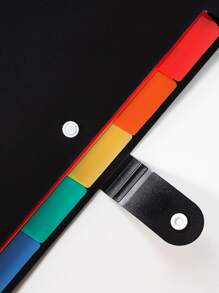 1入組多層文件極簡風格塑膠防水文件袋適用於學校 - 黑色 - 查看 2