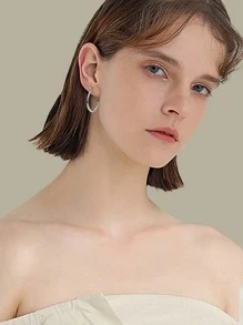 4 Pairs Silver Hoop Earrings Set Stainless Steel Cute Huggie Earrings for Women Rounded Small Hoop Earrings 10/12/15/20MM - 4 Pairs Hoop Earrings Silver - View 3