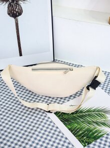 淺褐色極簡腰包帶拉鍊閉合 - 米色 - 查看 5