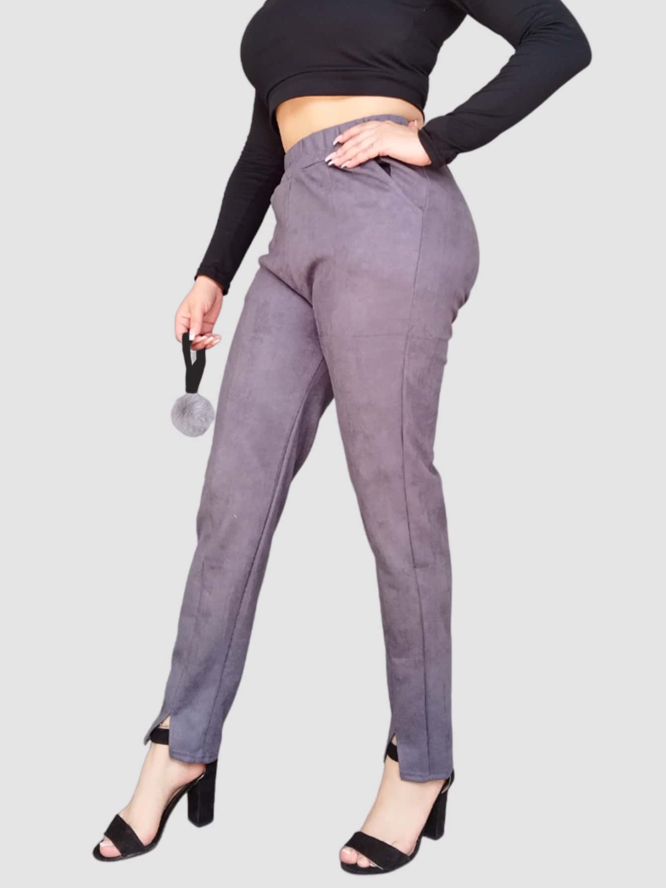 PANTALÓN CASUAL  CON ABERTURA EN TOBILLO - Gris - Ver 1