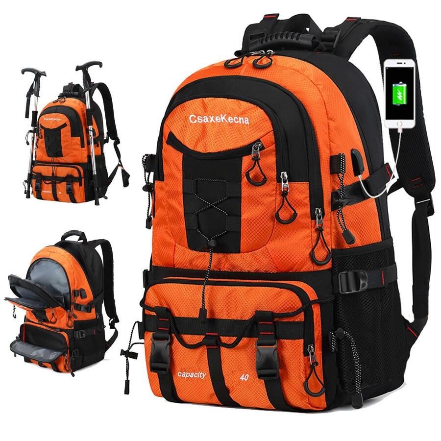 MoKo Wanderrucksack 40 Liter – Großer Campingrucksack Mit Vielen Taschen & Wasserfester Trinkblasen-Führung