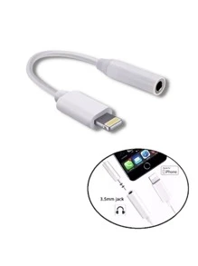 Adaptador de Fone para iPhone Cabo Lightning Para P2 Femea Áudio Auxiliar Fone - Branco - Visão 2