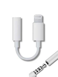 Adaptador de Fone para iPhone Cabo Lightning Para P2 Femea Áudio Auxiliar Fone - Branco - Visão 3