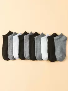 10男士經典短襪子在黑色,白色,和灰色的