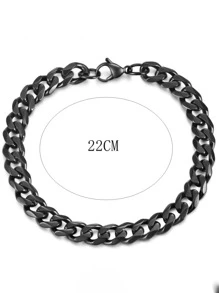 1pc Fashionable Black Stainless Steel Hip-hop Style Chain Bracelet