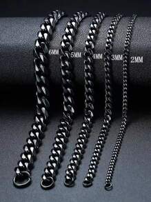 1pc Fashionable Black Stainless Steel Hip-hop Style Chain Bracelet