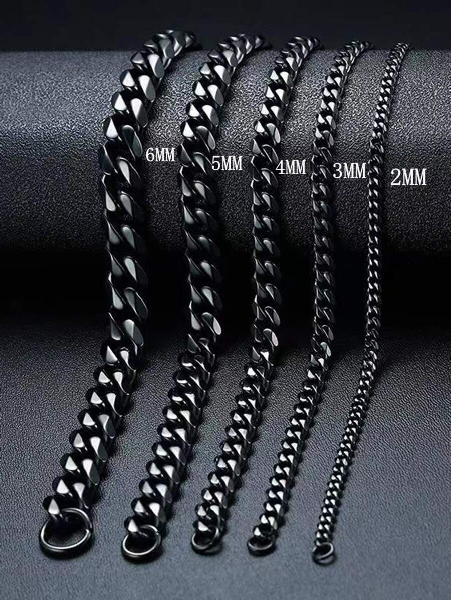 1pc Fashionable Black Stainless Steel Hip-hop Style Chain Bracelet