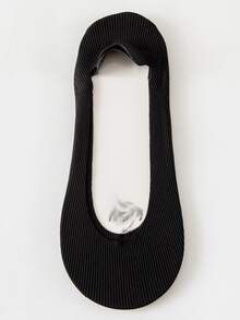 1pair Women's Ice Silk Low Vamp Non-Slip Striped Invisible Boat Socks, Summer