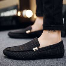 男士格紋圖案休閒樂福鞋,時尚樂福鞋