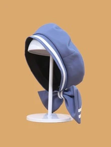 1 件【藍色】女式蝴蝶結報童帽,時尚防曬多功能軟畫家帽,女士配件 - 藍色 - 查看 4