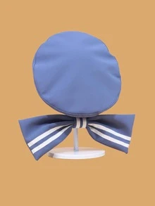 1 件【藍色】女式蝴蝶結報童帽,時尚防曬多功能軟畫家帽,女士配件 - 藍色 - 查看 2