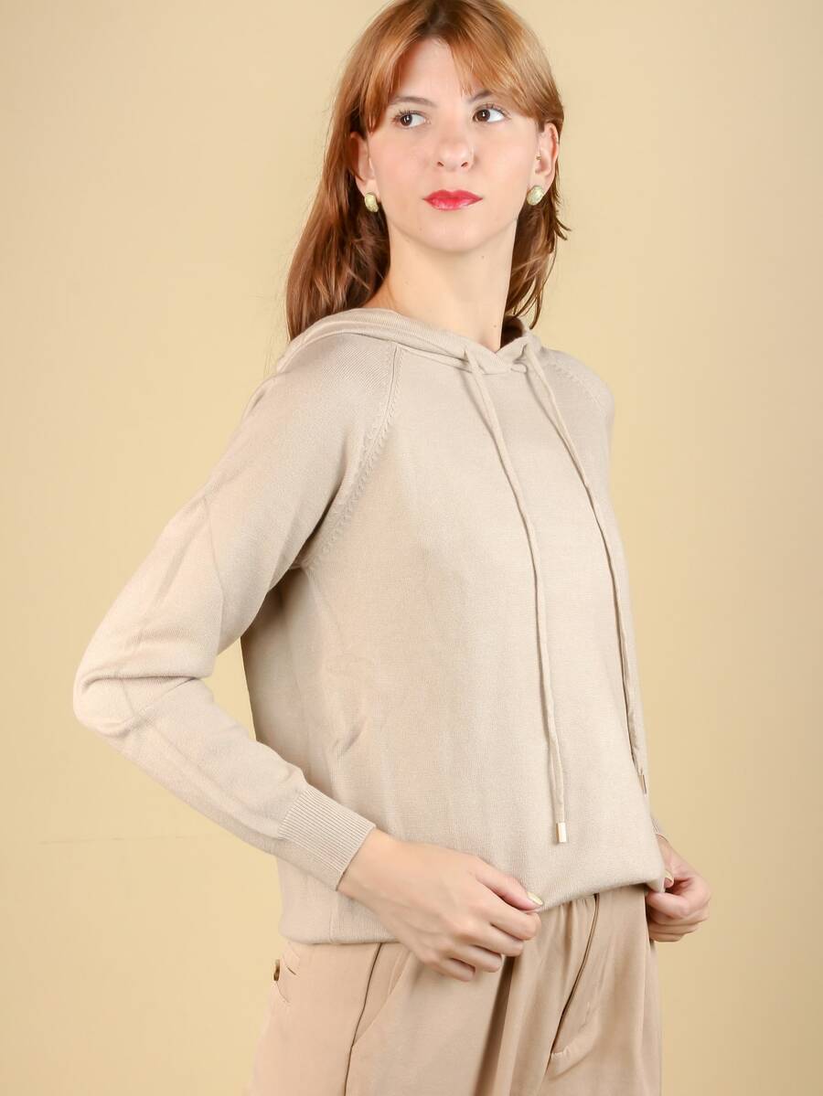 Women Sweatshirts - 米色 - 查看 1