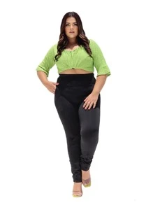 Plus Size Pants - 黑色 - 查看 2