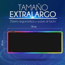Mouse Pad Gamer Con Luz RGB Alfombrilla Antideslizante Para Ratón Y Teclado 78 cm x 30 cm - Negro - Ver 4