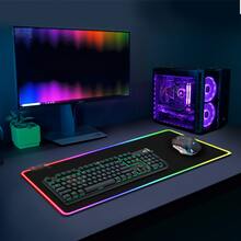 Mouse Pad Gamer Con Luz RGB Alfombrilla Antideslizante Para Ratón Y Teclado 78 cm x 30 cm - Negro - Ver 2