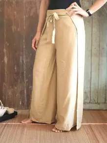 Women Pants - 米色 - 查看 3