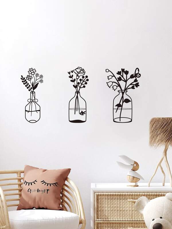 Elegant Floral Wall Sticker, Vintage Wall Decor, Removable Pvc Sticker