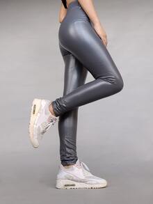 pantalón de piel/pantalón de piel mujer/pantalón de piel negro - Gris - Ver 3