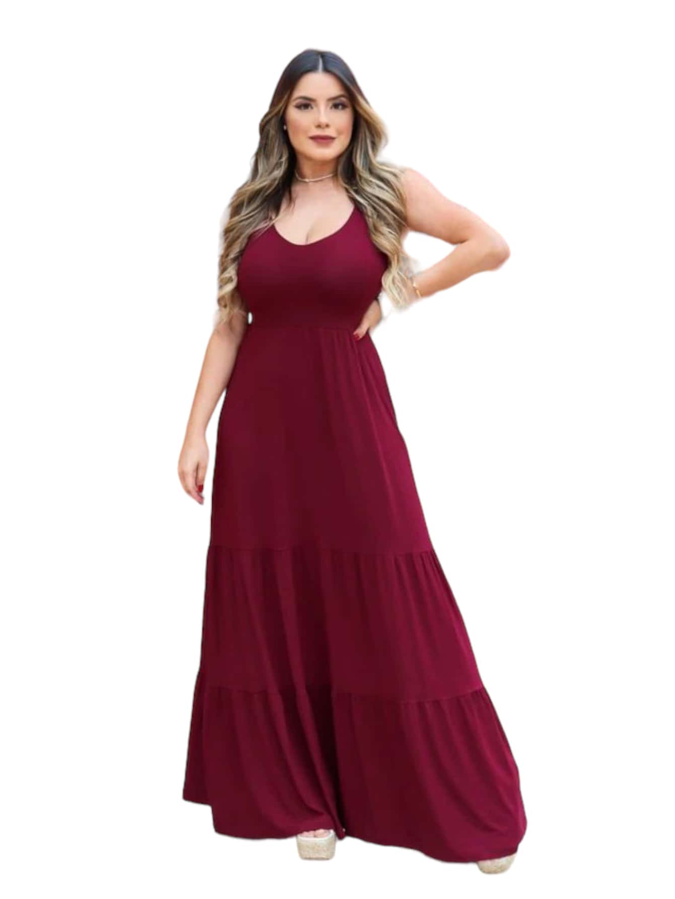 Women Dresses - Màu Đỏ Sâu - Xem 1