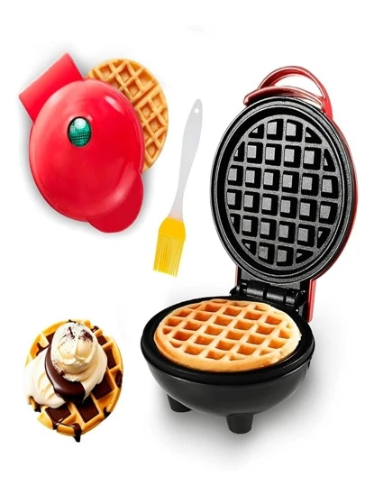 Waflera Electrica con Doble Plancha Antiadherente, Maquina de Waffles de 350 Watts, Indicador de Encendido y Calentamiento Uniforme.