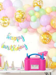 Bomba para Inflar Globos, Inflador de Globos con 2 Boquillas,110V ,600W, Bomba de Globo Eléctrica de Alto Volumen, Maquina para Inflar Globos para Decorar las Fiestas, Cumpleaños, Bodas y Actividades Promocionales - Rosa - Ver 2