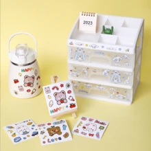 50 Stickers With Cute Kawaii Cartoons To Decorate Notebooks, Glasses, Thermoses ETC. Random - White - View 2