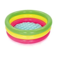 Bañera inflable para niños, piscina inflable de diseño circular con aros de colores del arcoíris, decoración de baño para bebé en verano - Multicolor - Ver 1