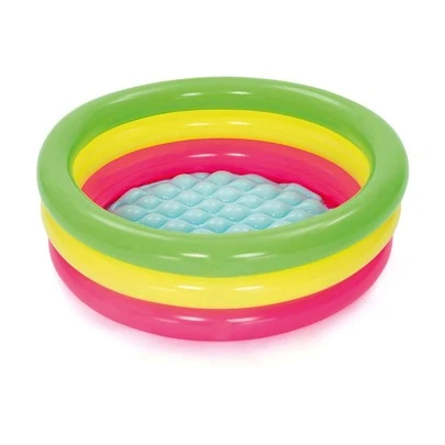 Bañera inflable para niños, piscina inflable de diseño circular con aros de colores del arcoíris, decoración de baño para bebé en verano