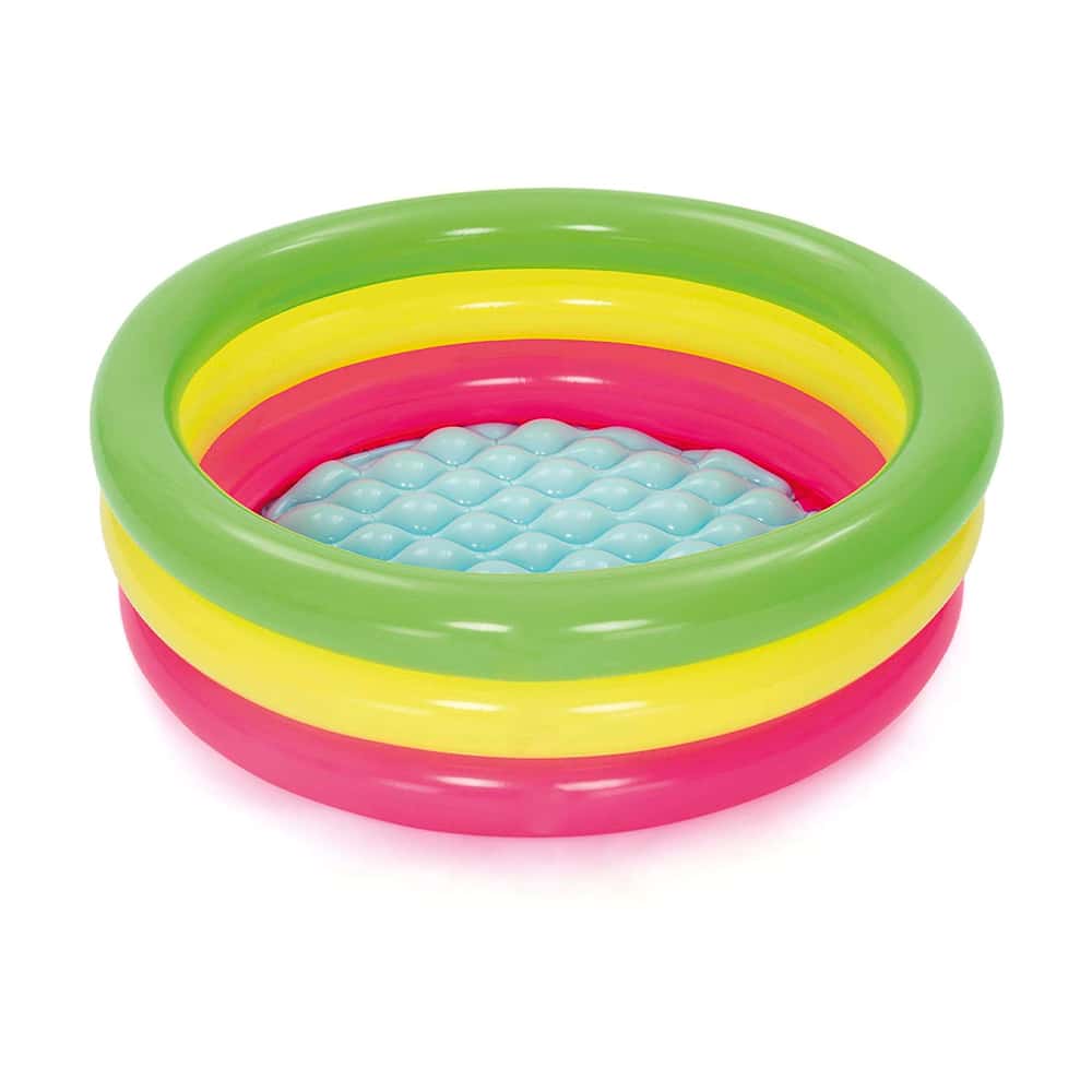 Bañera inflable para niños, piscina inflable de diseño circular con aros de colores del arcoíris, decoración de baño para bebé en verano - Multicolor - Ver 1