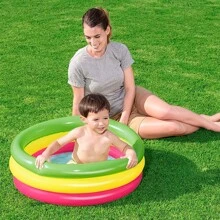 Bañera inflable para niños, piscina inflable de diseño circular con aros de colores del arcoíris, decoración de baño para bebé en verano - Multicolor - Ver 2