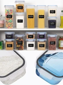 SET OF 7 Kitchen Food Storage Organizer Boxes, Plastic Pantry Organizer Containers With Lids, Ideal For Cereals - Clear - View 3