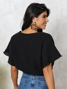 Women Tops - 黑色 - 查看 3