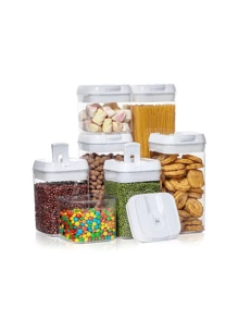 Set Of 7 Bluelander Containers: Airtight,  And Completely Stackable. Identification Tags Included! Order Now And Enjoy A Flawless Pantry. - 無色 - 查看 6