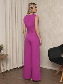 Women Two-piece Outfits - Hot Pink - View 2