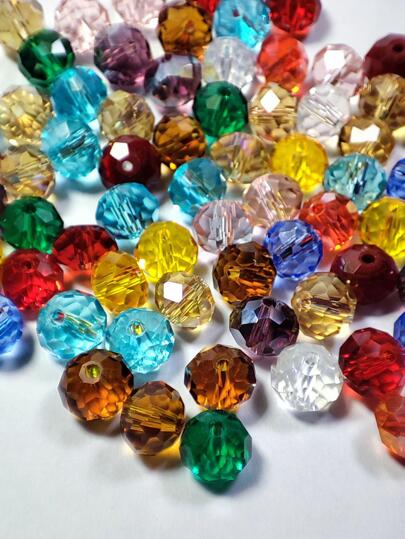 Perline in vetro assortite di colori 3mm/4mm/6mm/8mm/10mm/12mm / Perline per festività / Perline di cristallo in stile austriaco / Perline di vetro a rondella / Perline di vetro sfaccettate / Perline di separazione in vetro per orecchini / Braccialetti / Cavigliere / Collane fai-da-te / Decorazione albero di Natale / Decorazione per festività / Decorazione per matrimoni / Decorazione finestre