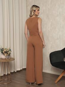 Women Two-piece Outfits - Óxido marrón - Ver 2