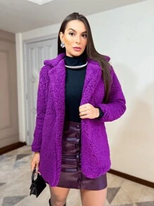 Women Winter Coats - Purple - View 2