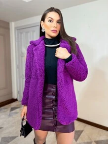 Women Winter Coats - Purple - View 3